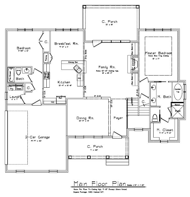 The Wilmington main floor plan in Asheton Lakes